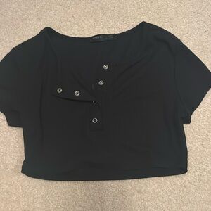 Button up Black cropped shirt size Xs